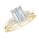 Certified Lab Grown Diamond 6X8MM Emerald Cut Engagement Ring with Band Lab - ( EF-VS ) - Rosec Jewels
