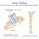 Certified Lab Grown Diamond 6X8MM Emerald Cut Engagement Ring with Band Lab - ( EF-VS ) - Rosec Jewels