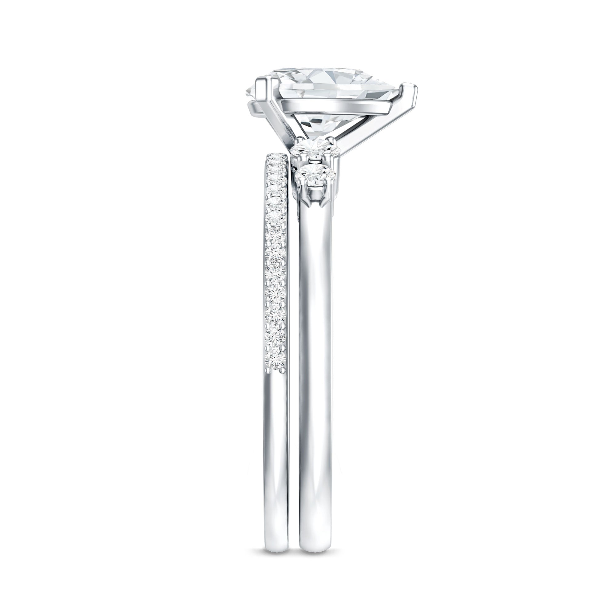 Certified Lab Grown Diamond 6X8 MM Teardrop Bridal Ring Set Lab - ( EF-VS ) - Rosec Jewels