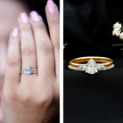 1.3 Carat Certified Lab Grown Diamond Teardrop Bridal Ring Set Lab - ( EF-VS ) - Rosec Jewels