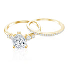 Certified Lab Grown Diamond 6X8 MM Teardrop Bridal Ring Set Lab - ( EF-VS ) - Rosec Jewels