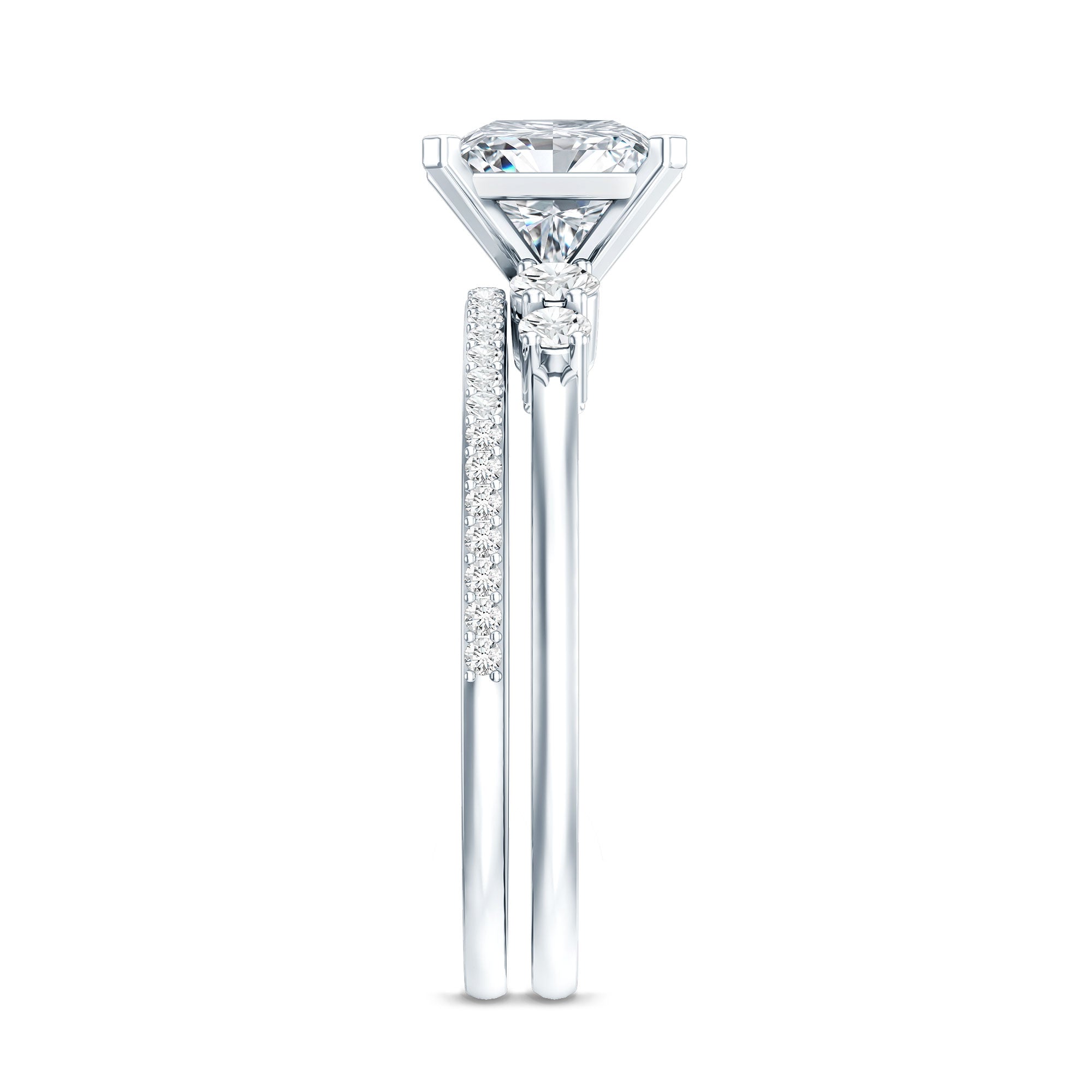 Lab Grown Diamond 6 MM Princess Cut Engagement Ring With Enhancer Lab - ( EF-VS ) - Rosec Jewels