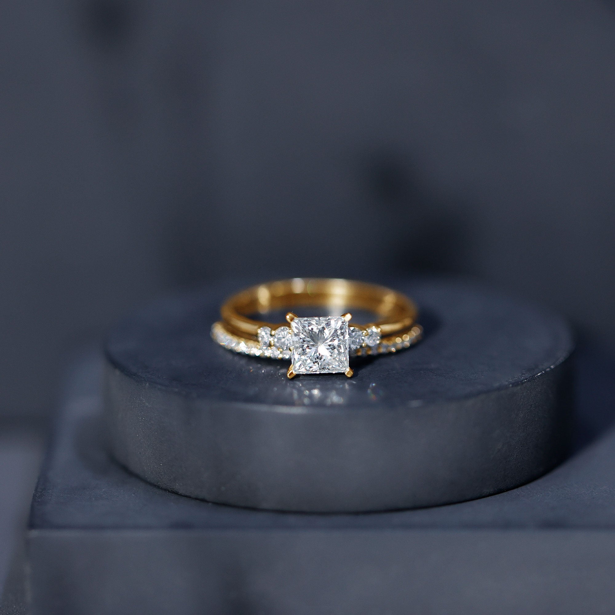 1.2 Carat Lab Grown Diamond Princess Cut Engagement Ring With Enhancer Lab - ( EF-VS ) - Rosec Jewels