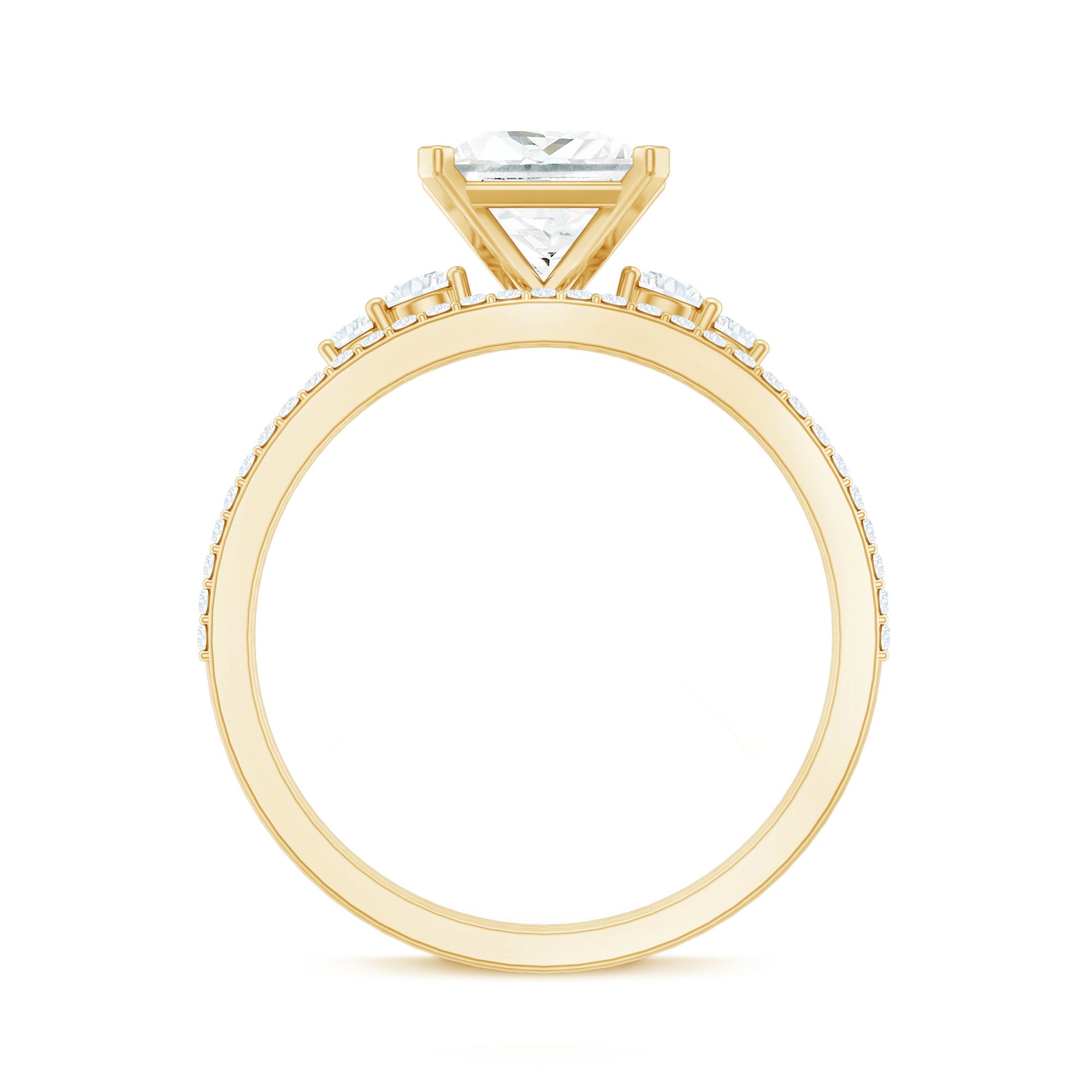 Rosec Jewels-Lab Grown Diamond 6 MM Princess Cut Engagement Ring With Enhancer