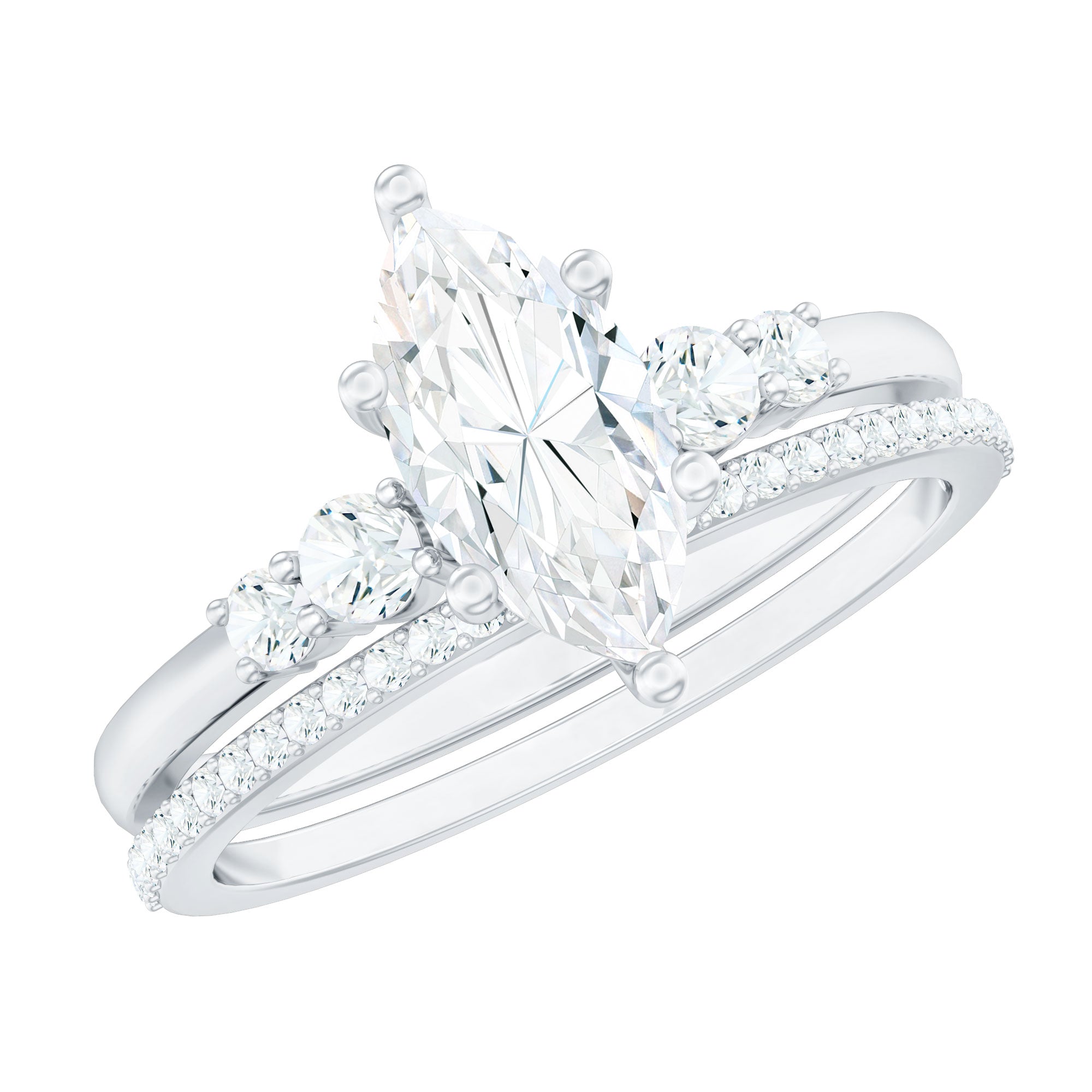Lab Grown Diamond 5X10MM Marquise Engagement Ring with Wedding Band