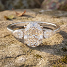 2 Carat Oval Lab Grown Diamond Three Stone Engagement Ring with IGI Certificate Lab - ( E-VS1 ) - Rosec Jewels