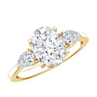 2 Carat Oval Lab Grown Diamond Three Stone Engagement Ring with IGI Certificate Lab - ( E-VS1 ) - Rosec Jewels