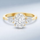 2 Carat Oval Lab Grown Diamond Three Stone Engagement Ring with IGI Certificate Lab - ( E-VS1 ) - Rosec Jewels