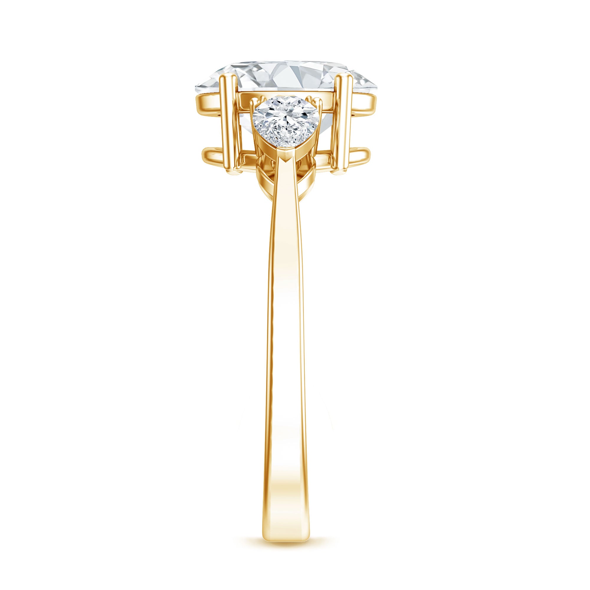 2 Carat Oval Lab Grown Diamond Three Stone Engagement Ring with IGI Certificate Lab - ( E-VS1 ) - Rosec Jewels