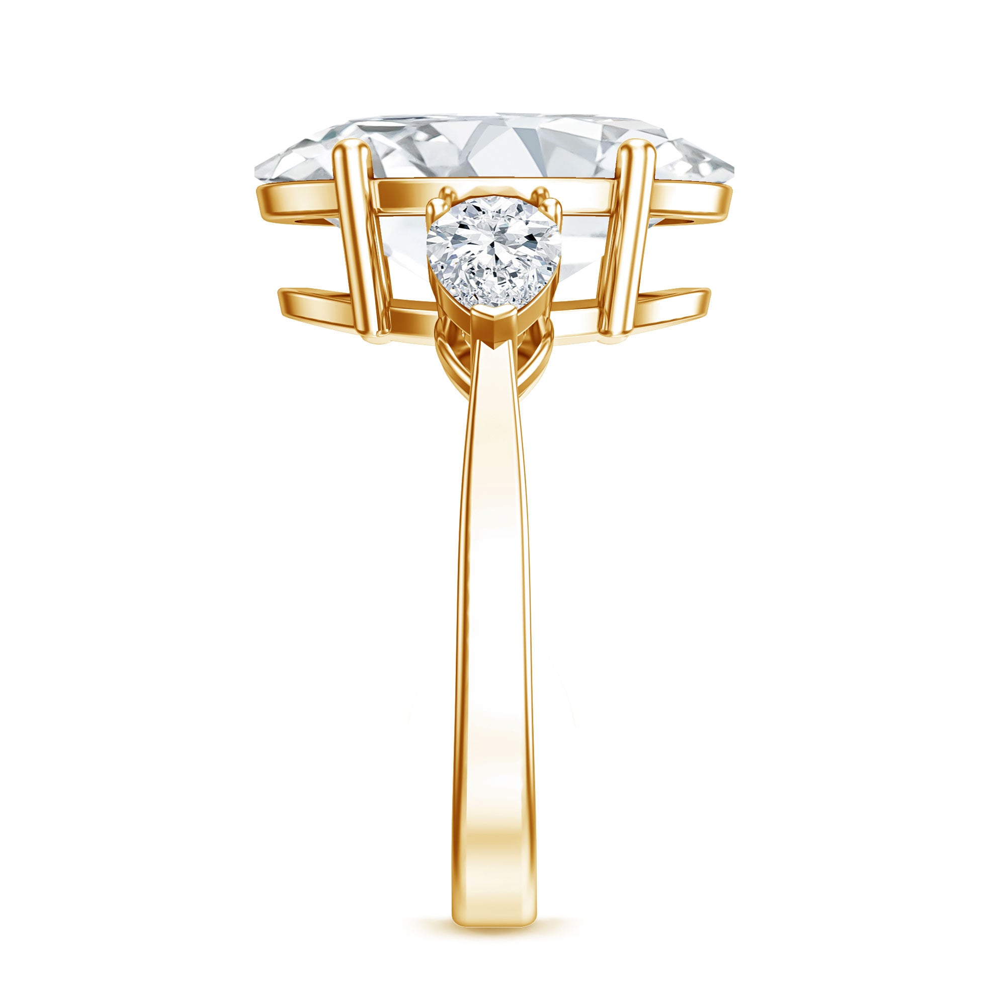 Rosec Jewels-IGI Certified 5 Carat Oval Lab Grown Diamond Big Engagement Ring with Pear Side Stones