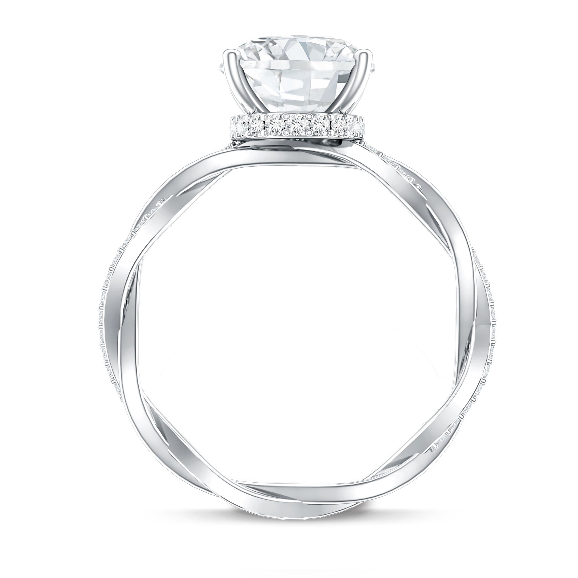 Rosec Jewels-IGI Certified Oval Shape Lab Grown Diamond Infinity Band Engagement Ring 3 Carat