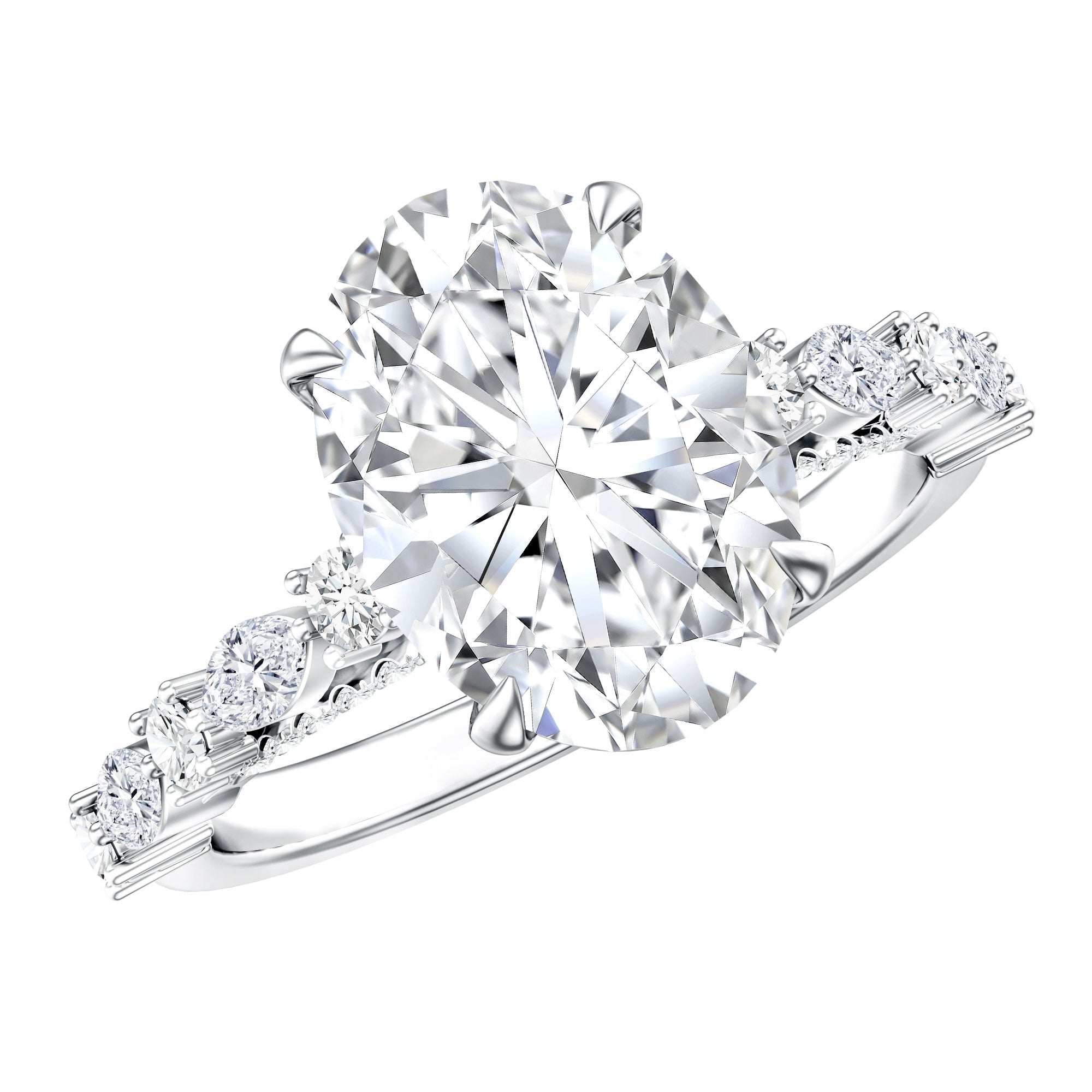 Rosec Jewels-3 Carat Oval Lab Grown Diamond Statement Engagement Ring with IGI Certificate