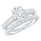 Rosec Jewels-Oval Shaped 1 Carat Lab Grown Diamond Bridal Ring Set with IGI Certificate