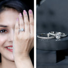 Rosec Jewels-Oval Shaped 1 Carat Lab Grown Diamond Bridal Ring Set with IGI Certificate