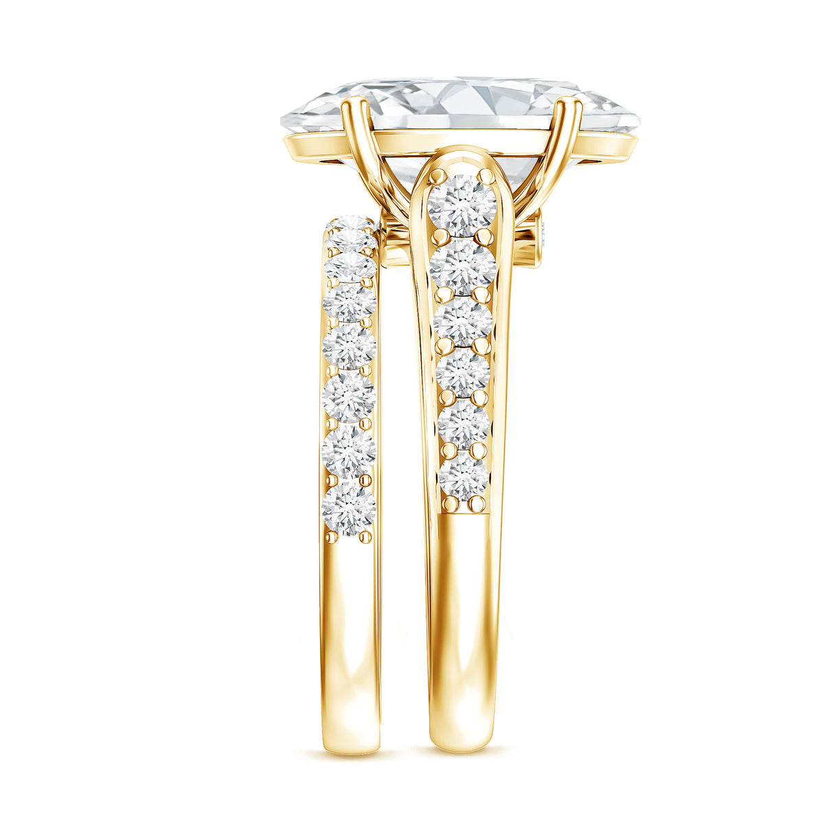 Rosec Jewels-IGI Graded 4 Carat Lab Grown Diamond Oval Wedding Ring Set for Women
