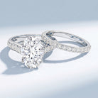 IGI Certified Lab Grown Diamond 5 Carat Oval Engagement Ring with Wedding Band Lab - ( E-VS1 ) - Rosec Jewels