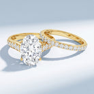IGI Certified Lab Grown Diamond 5 Carat Oval Engagement Ring with Wedding Band Lab - ( E-VS1 ) - Rosec Jewels