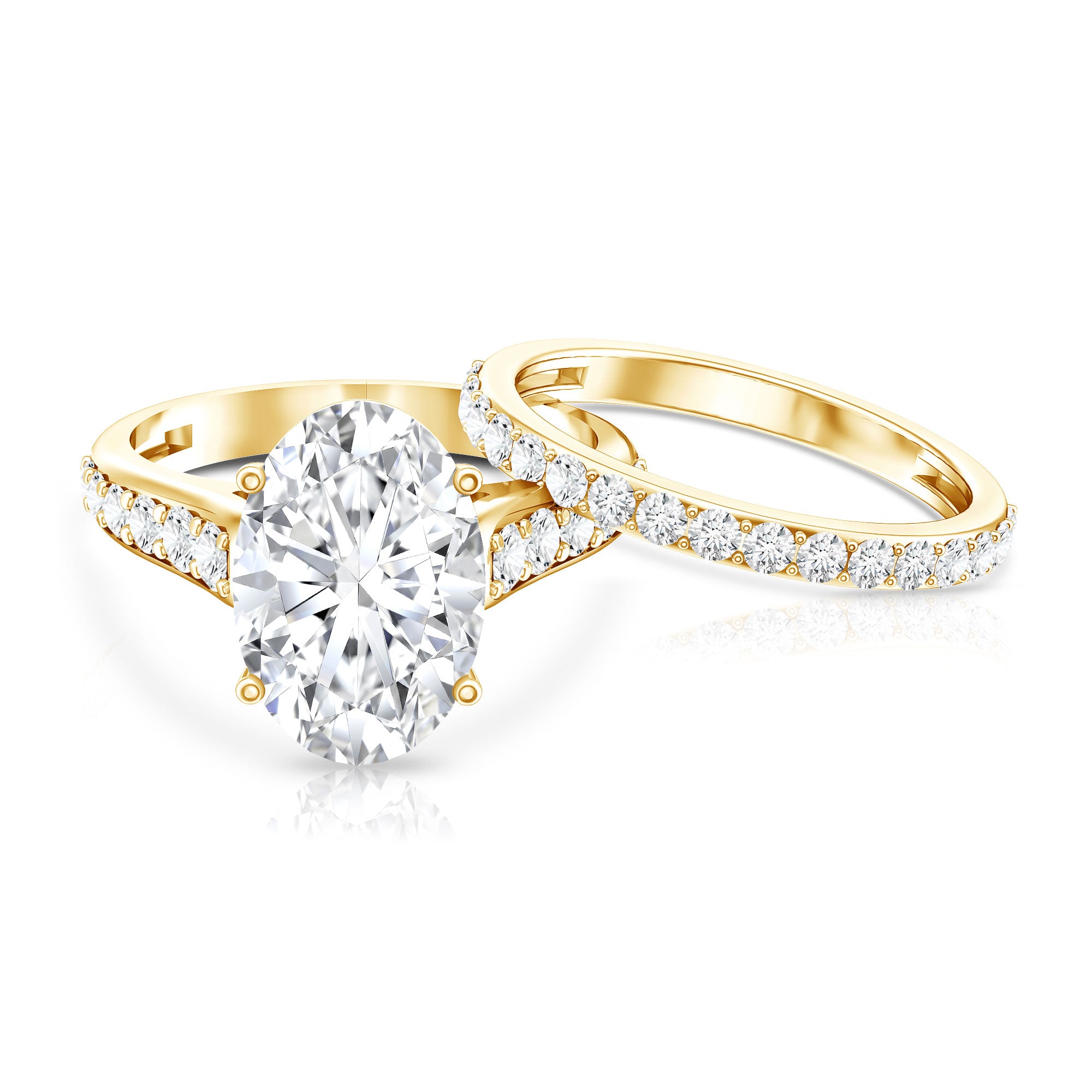 Rosec Jewels-IGI Certified Lab Grown Diamond 5 Carat Oval Engagement Ring with Wedding Band