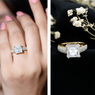Rosec Jewels-IGI Certified Princess Cut Lab Grown Diamond 4 Carat Engagement Ring with Side Stones