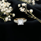 Rosec Jewels-IGI Certified Princess Cut Lab Grown Diamond 4 Carat Engagement Ring with Side Stones