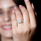 Rosec Jewels-IGI Certified Princess Cut Lab Grown Diamond 4 Carat Engagement Ring with Side Stones
