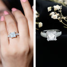 Rosec Jewels-5 Carat Princess Cut Lab Diamond Thick Band Engagement Ring with IGI Certificate