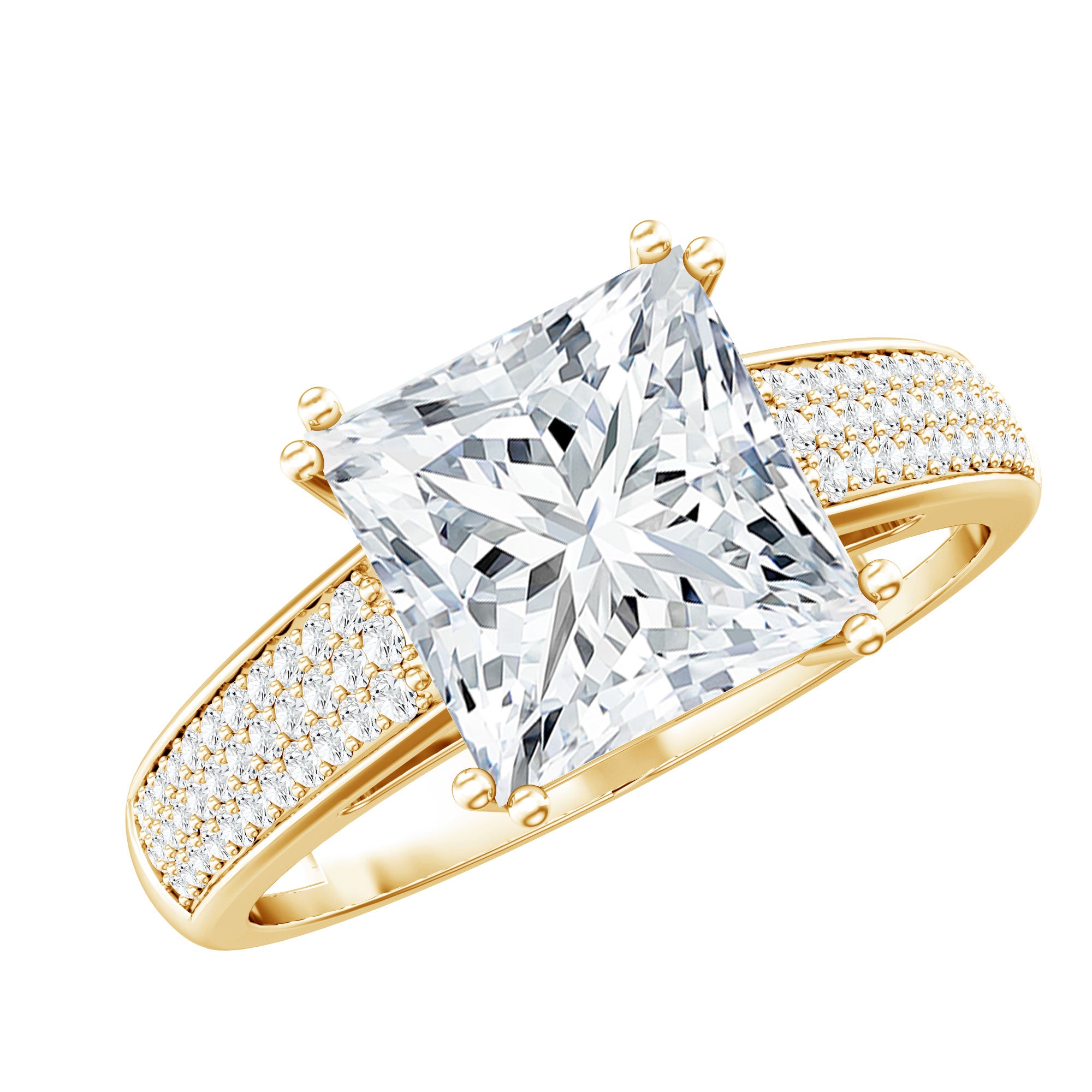 Rosec Jewels-5 Carat Princess Cut Lab Diamond Thick Band Engagement Ring with IGI Certificate