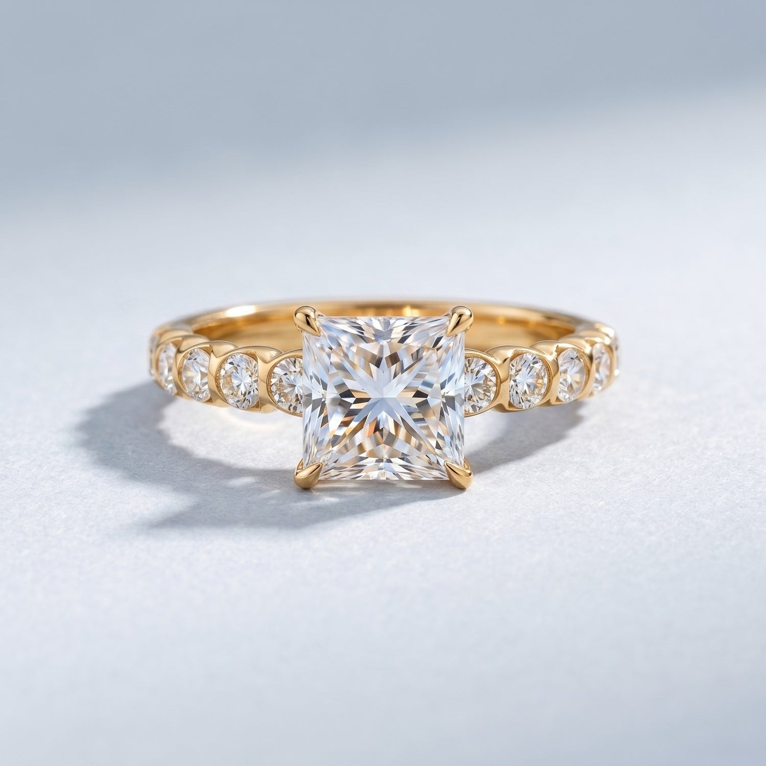 2 Carat IGI Certified Lab Grown Diamond Princess Cut Engagement Ring Lab - ( E-VS1 ) - Rosec Jewels