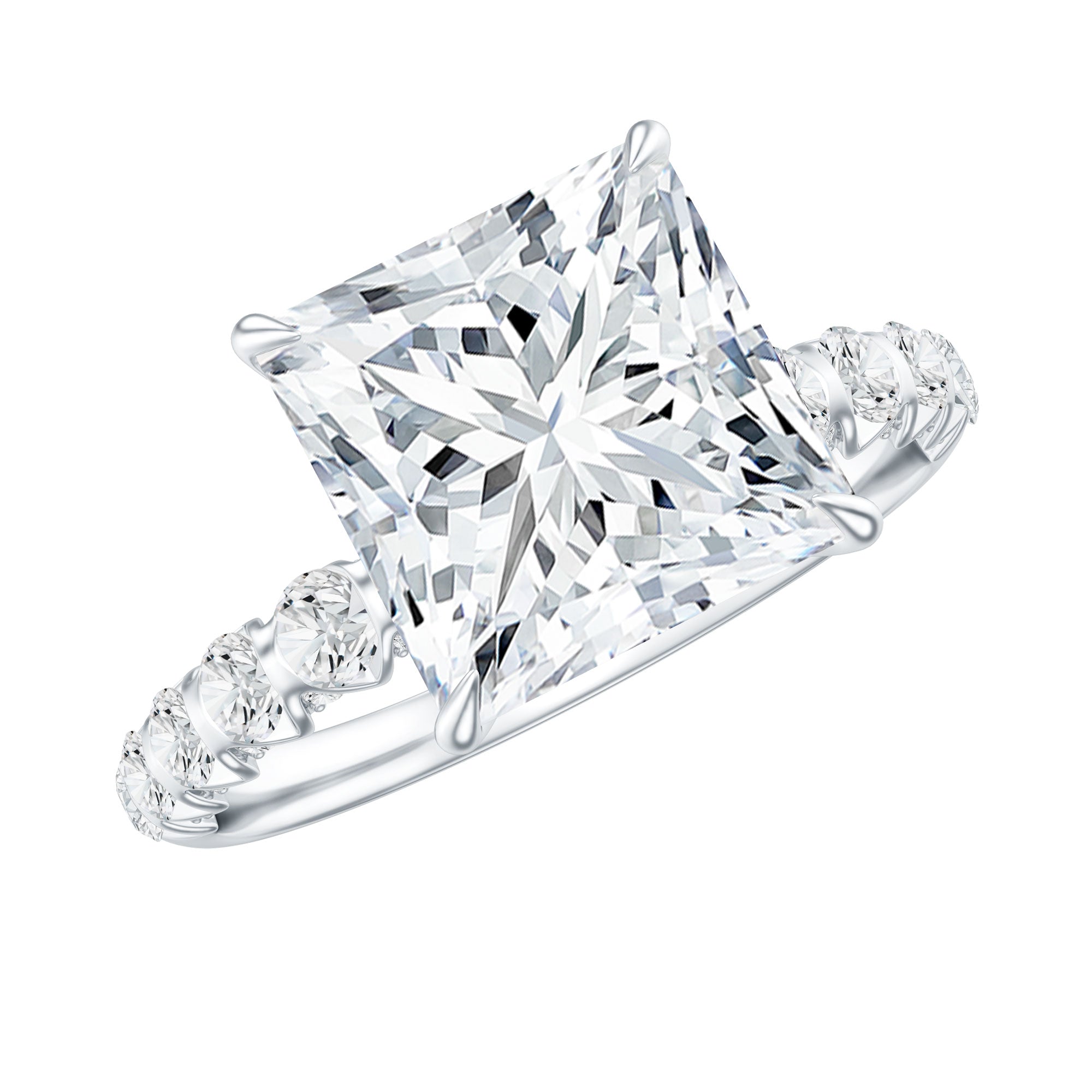 Rosec Jewels-IGI Certified Lab Grown Diamond 3 Carat Square Cut Engagement Ring