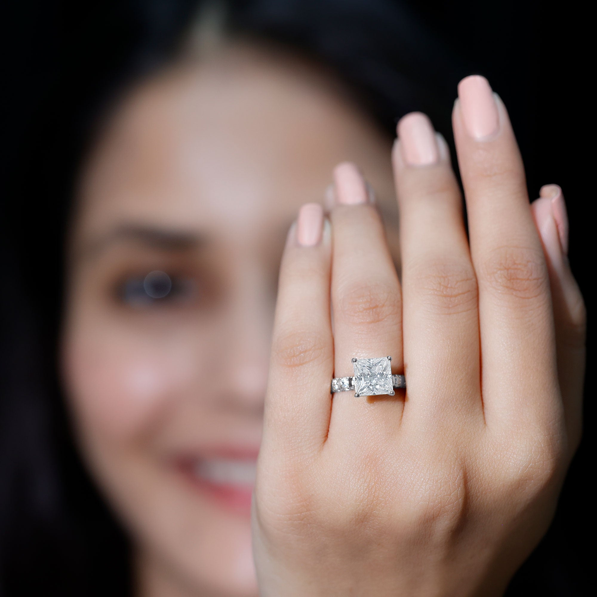 Rosec Jewels-Princess Cut Lab Grown Diamond 4 Carat Engagement Ring IGI Certified