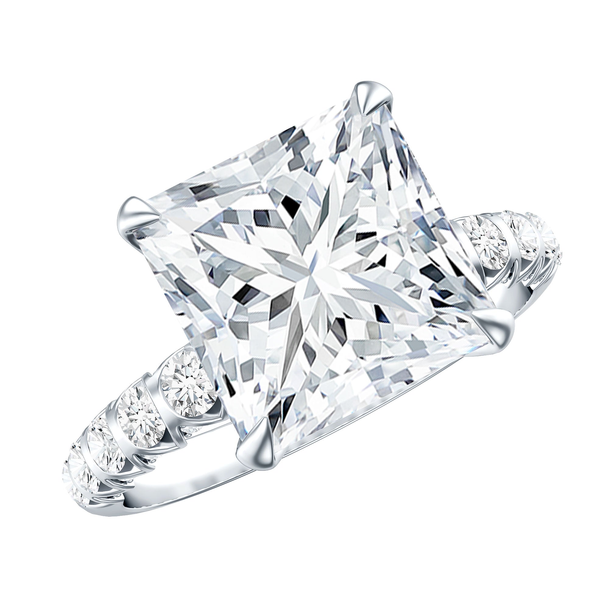 Rosec Jewels-Princess Cut 5 Carat Lab Grown Big Diamond Engagement Ring IGI Certified