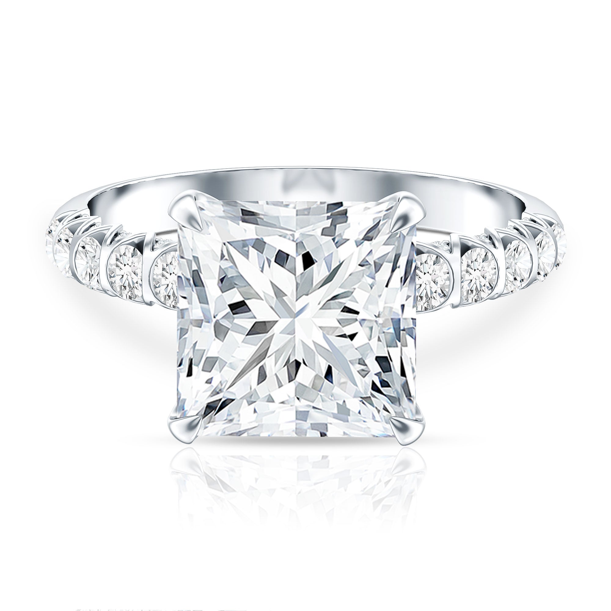 Rosec Jewels-Princess Cut 5 Carat Lab Grown Big Diamond Engagement Ring IGI Certified