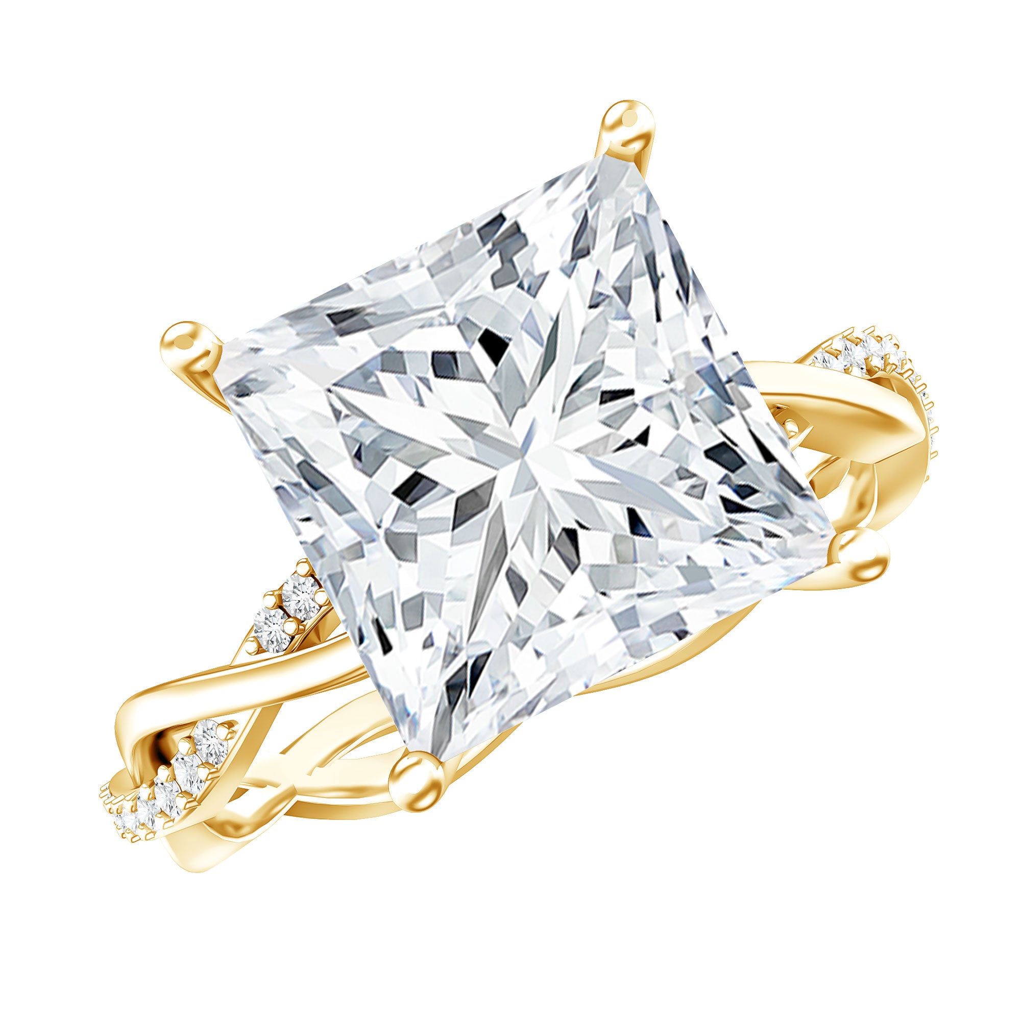 IGI Certified 5 Carat Princess Cut Lab Grown Diamond Huge Engagement Ring with Braided Band Lab - ( E-VS1 ) - Rosec Jewels
