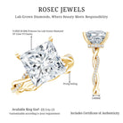 Rosec Jewels-IGI Certified 5 Carat Princess Cut Lab Grown Diamond Huge Engagement Ring with Braided Band