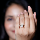 Rosec Jewels-IGI Certified 3 Carat Princess Cut Lab Grown Diamond Hidden Halo Engagement Ring with Infinity Band