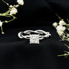 IGI Certified 2 Carat Princess Cut Lab Diamond Braided Engagement Ring with Hidden Halo Lab - ( E-VS1 ) - Rosec Jewels