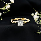 IGI Certified 2 Carat Princess Cut Lab Diamond Braided Engagement Ring with Hidden Halo Lab - ( E-VS1 ) - Rosec Jewels