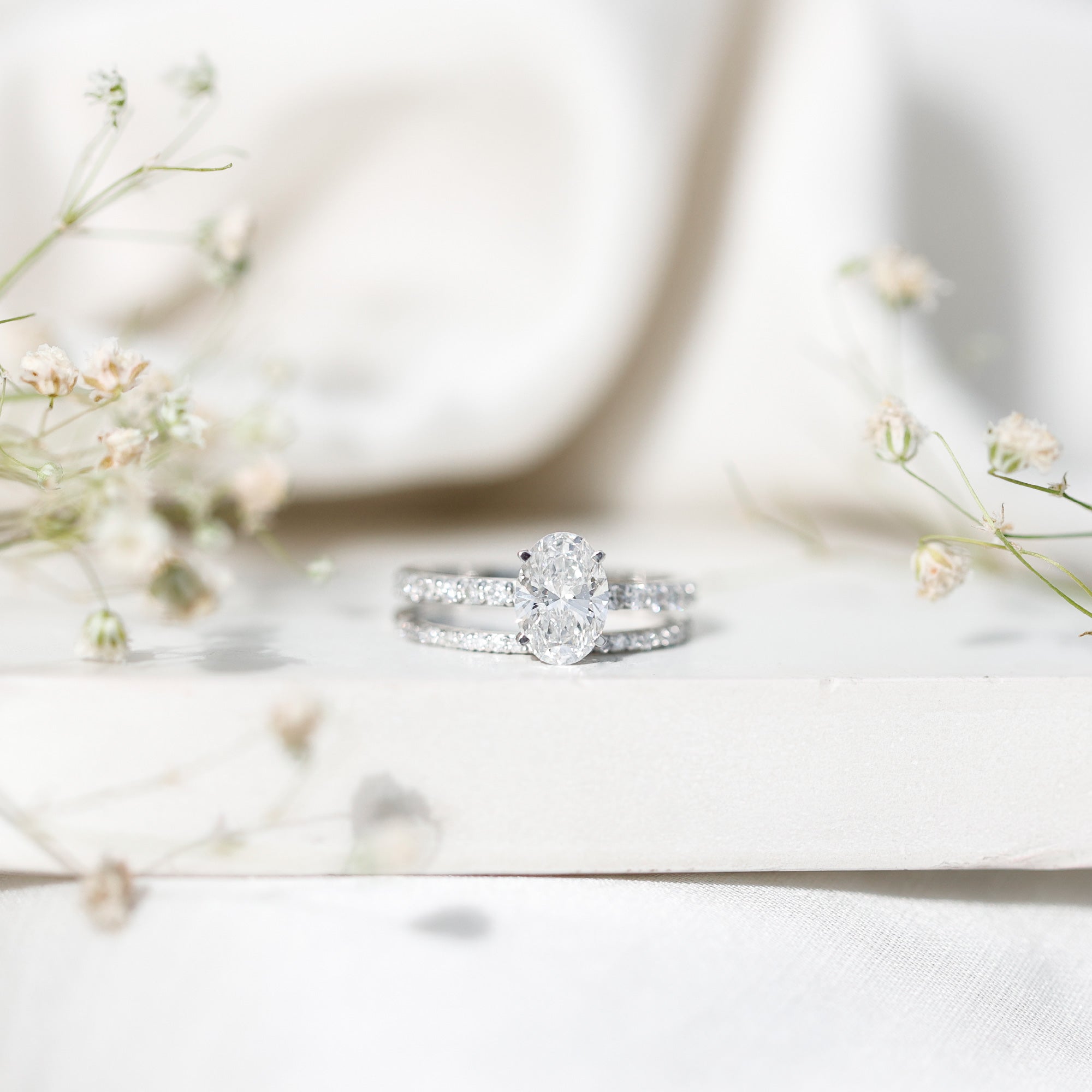 IGI Certified 1 Carat Lab Grown Diamond Engagement Ring with Wedding Band Set Lab - ( E-VS1 ) - Rosec Jewels