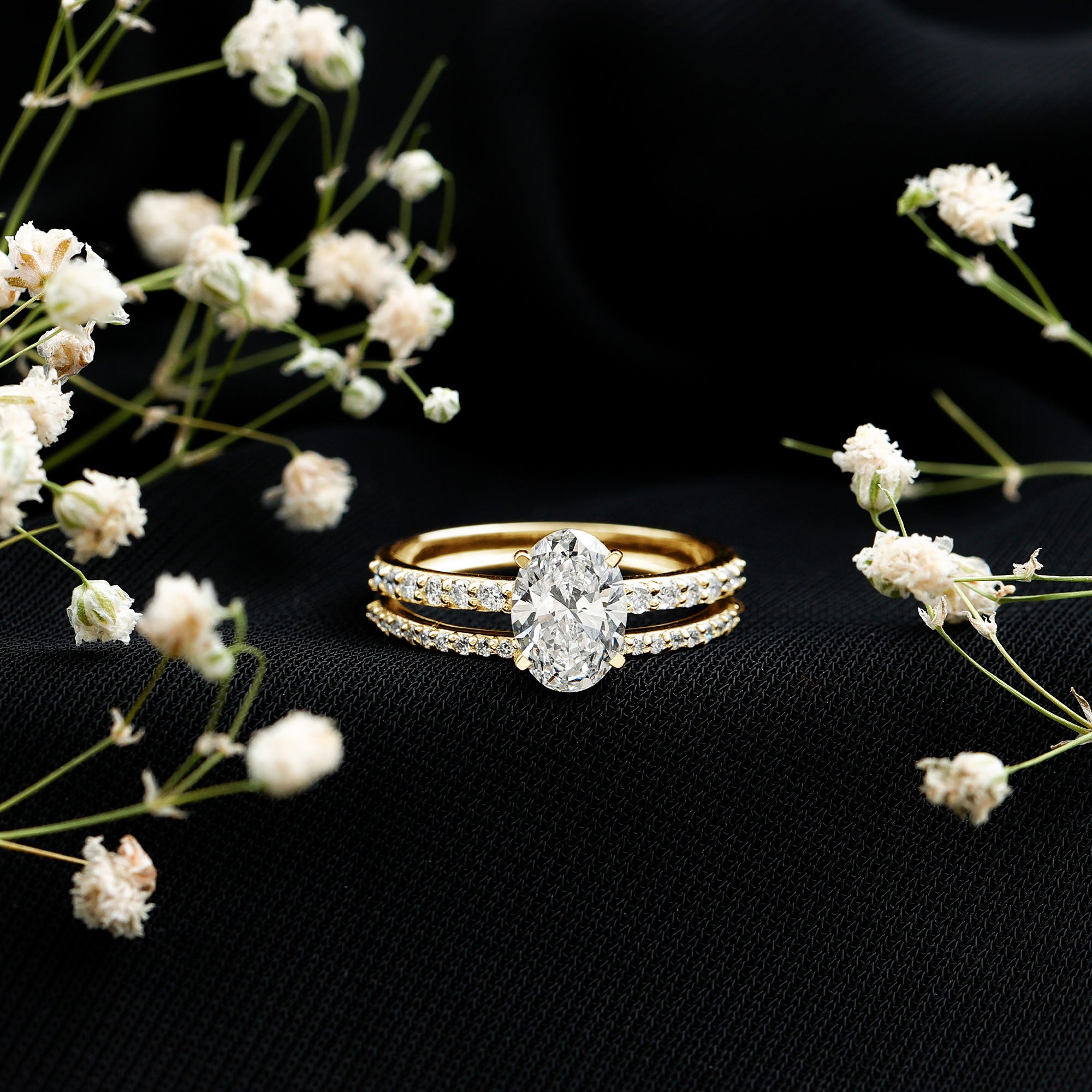 IGI Certified 1 Carat Lab Grown Diamond Engagement Ring with Wedding Band Set Lab - ( E-VS1 ) - Rosec Jewels