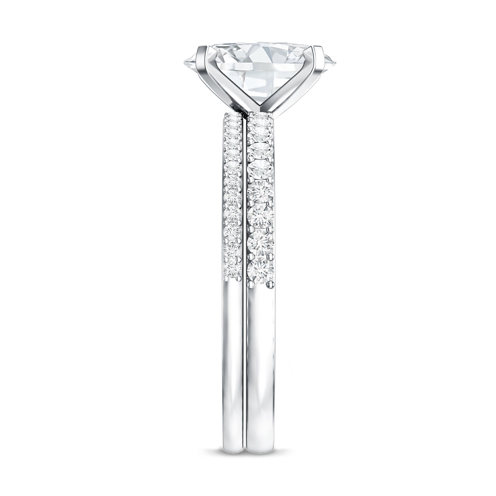 Rosec Jewels-IGI Certified 2 Carat Lab Grown Diamond Oval Wedding Ring Set
