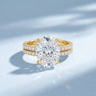 3 Carat Oval Shaped Lab Grown Diamond Bridal Ring Set with IGI Certificate Lab - ( E-VS1 ) - Rosec Jewels