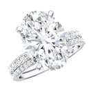 Rosec Jewels-4 Carat Huge Oval Lab Grown Diamond Solitaire Bridal Ring Set with IGI Certificate