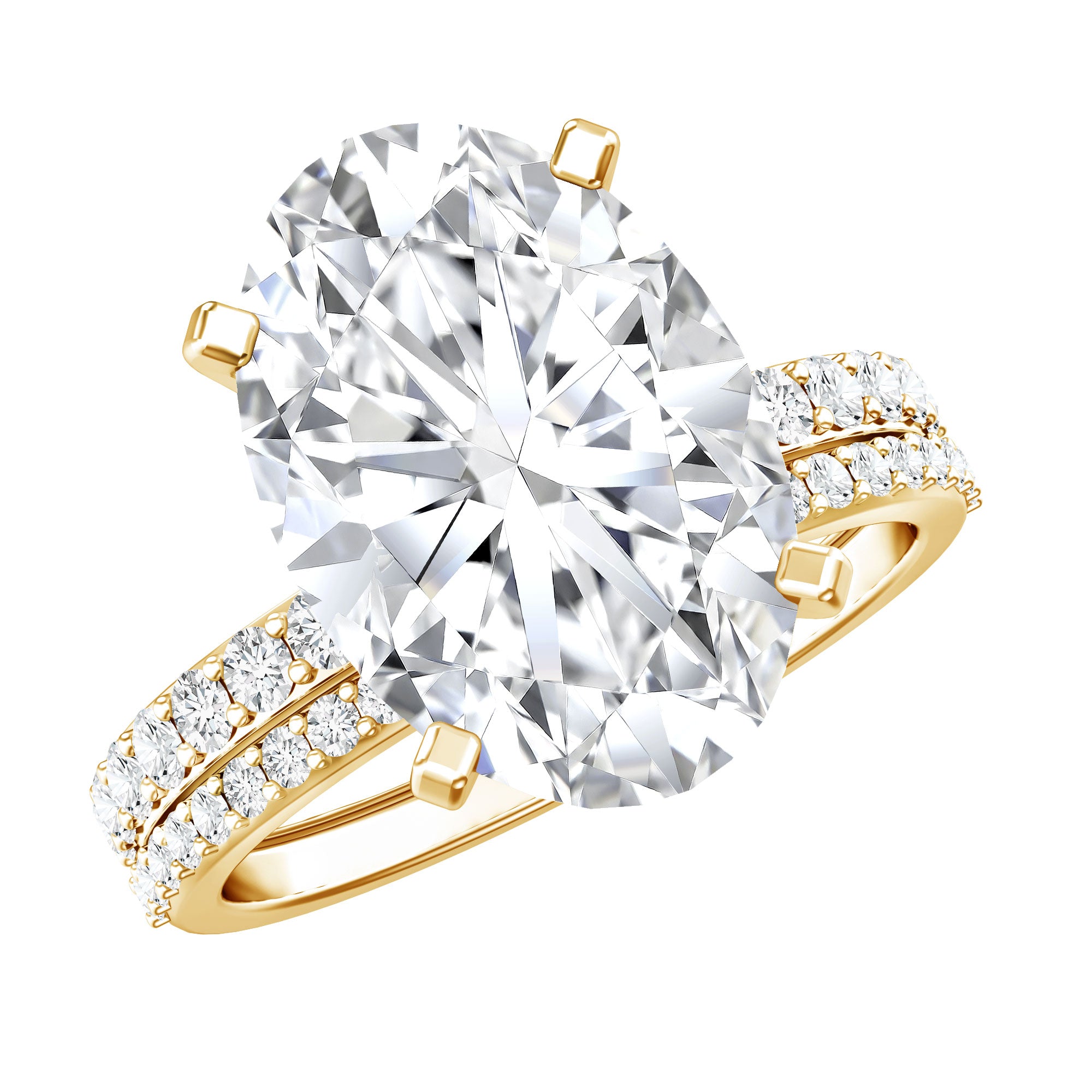 Rosec Jewels-4 Carat Huge Oval Lab Grown Diamond Solitaire Bridal Ring Set with IGI Certificate