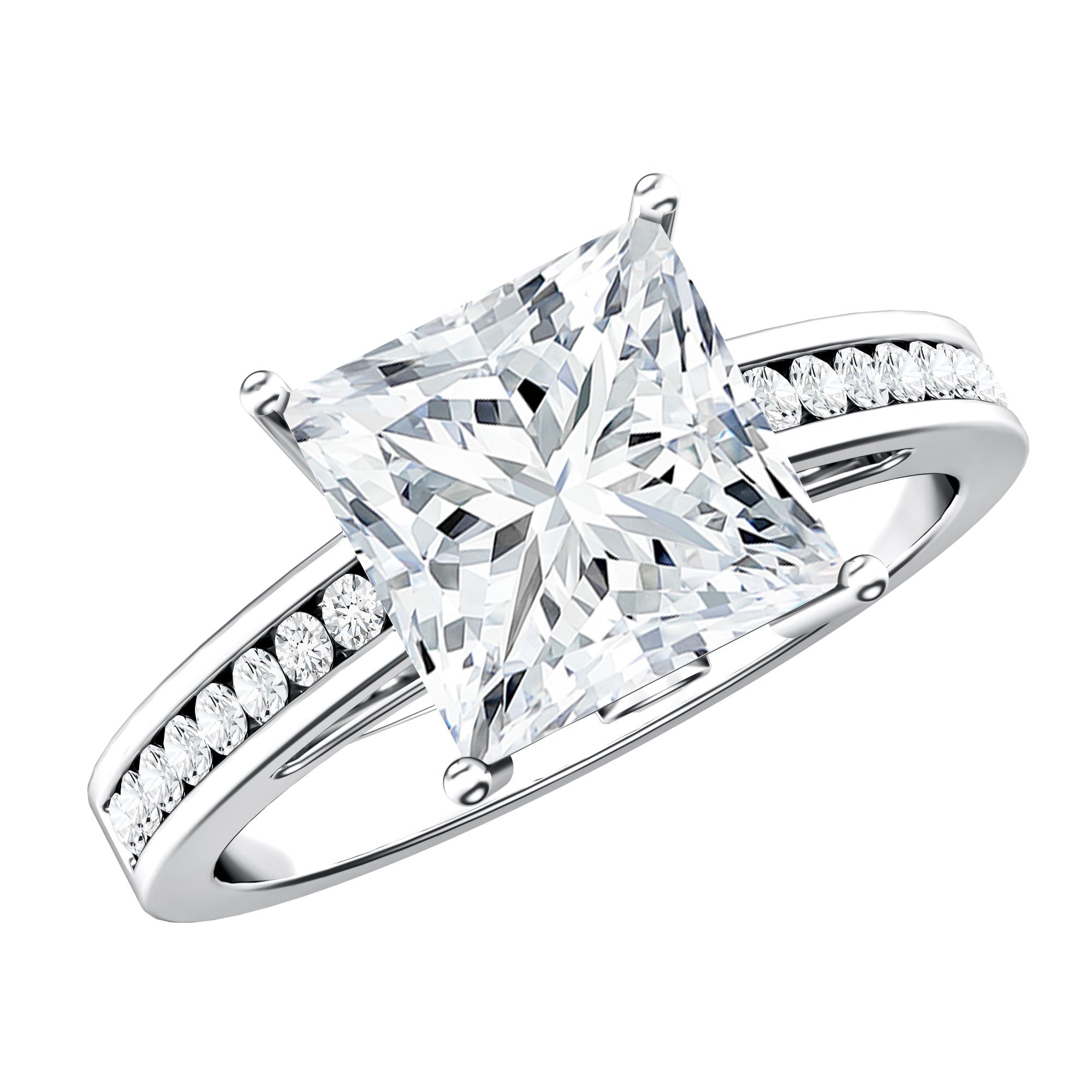 Rosec Jewels-Solitaire Princess Cut Lab Grown Diamond Engagement Ring 4 Carat IGI Certified