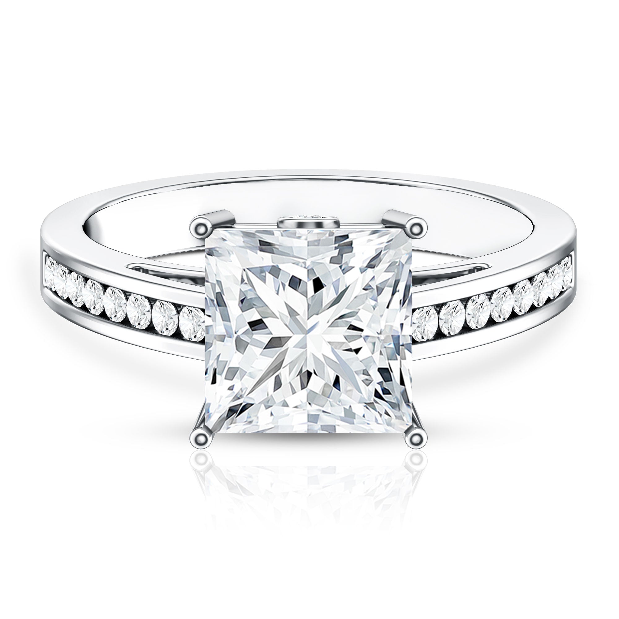 Rosec Jewels-Solitaire Princess Cut Lab Grown Diamond Engagement Ring 4 Carat IGI Certified