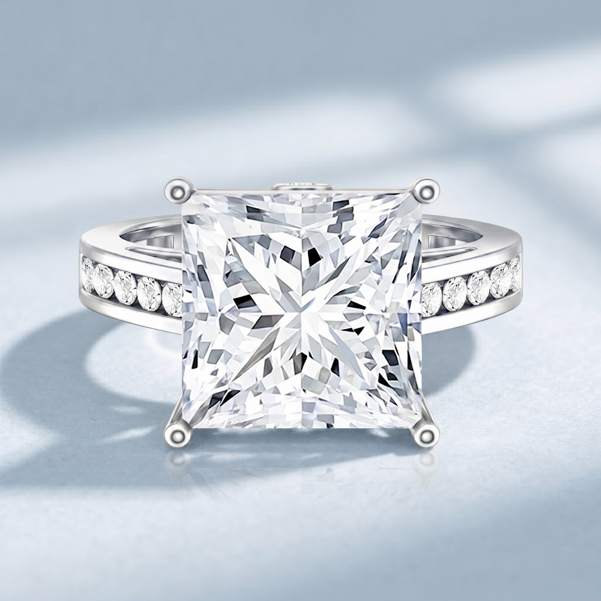 Solitaire 5 Carat Lab Grown Diamond Princess Cut Engagement Ring IGI Certified Lab - ( E-VS1 ) - Rosec Jewels