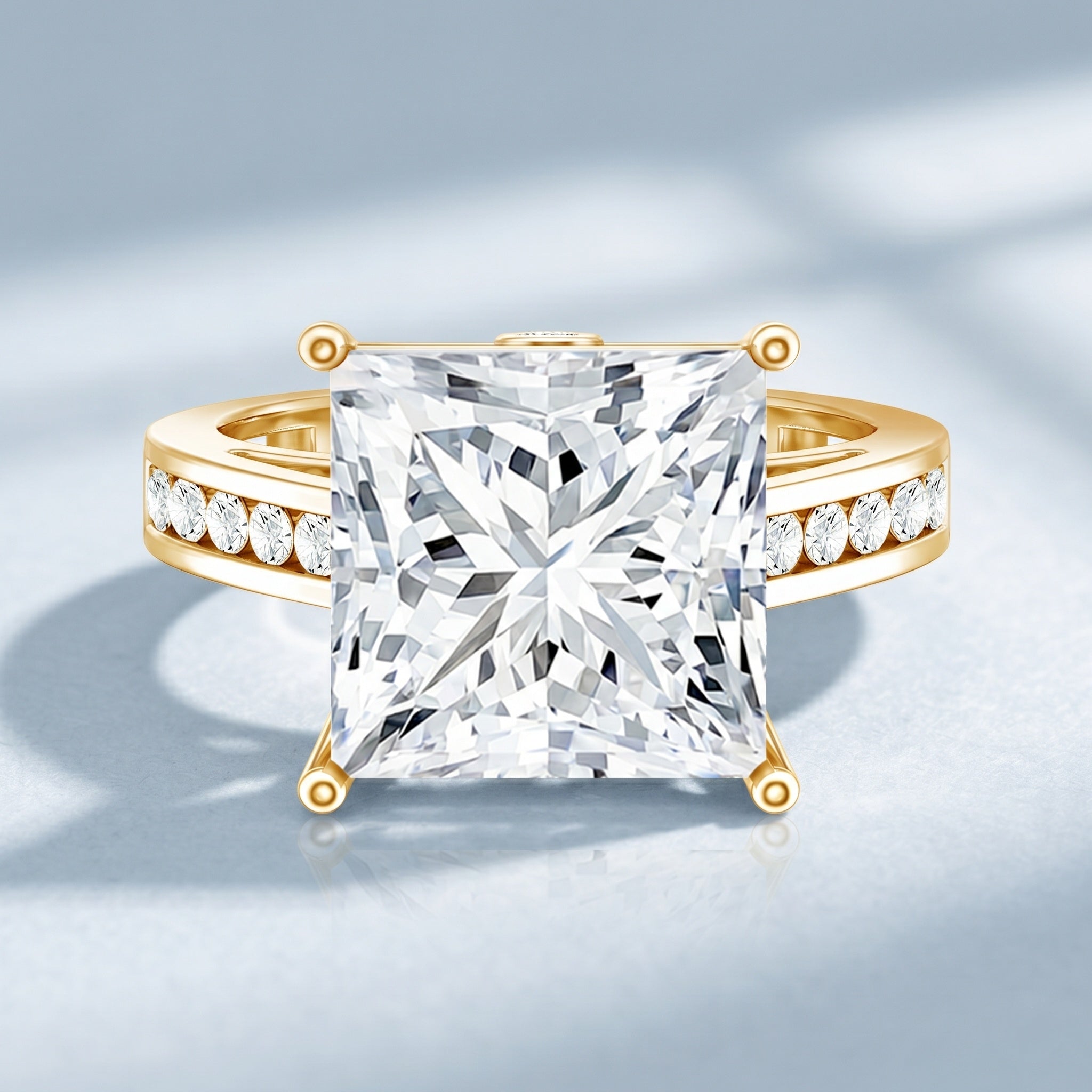 Solitaire 5 Carat Lab Grown Diamond Princess Cut Engagement Ring IGI Certified Lab - ( E-VS1 ) - Rosec Jewels