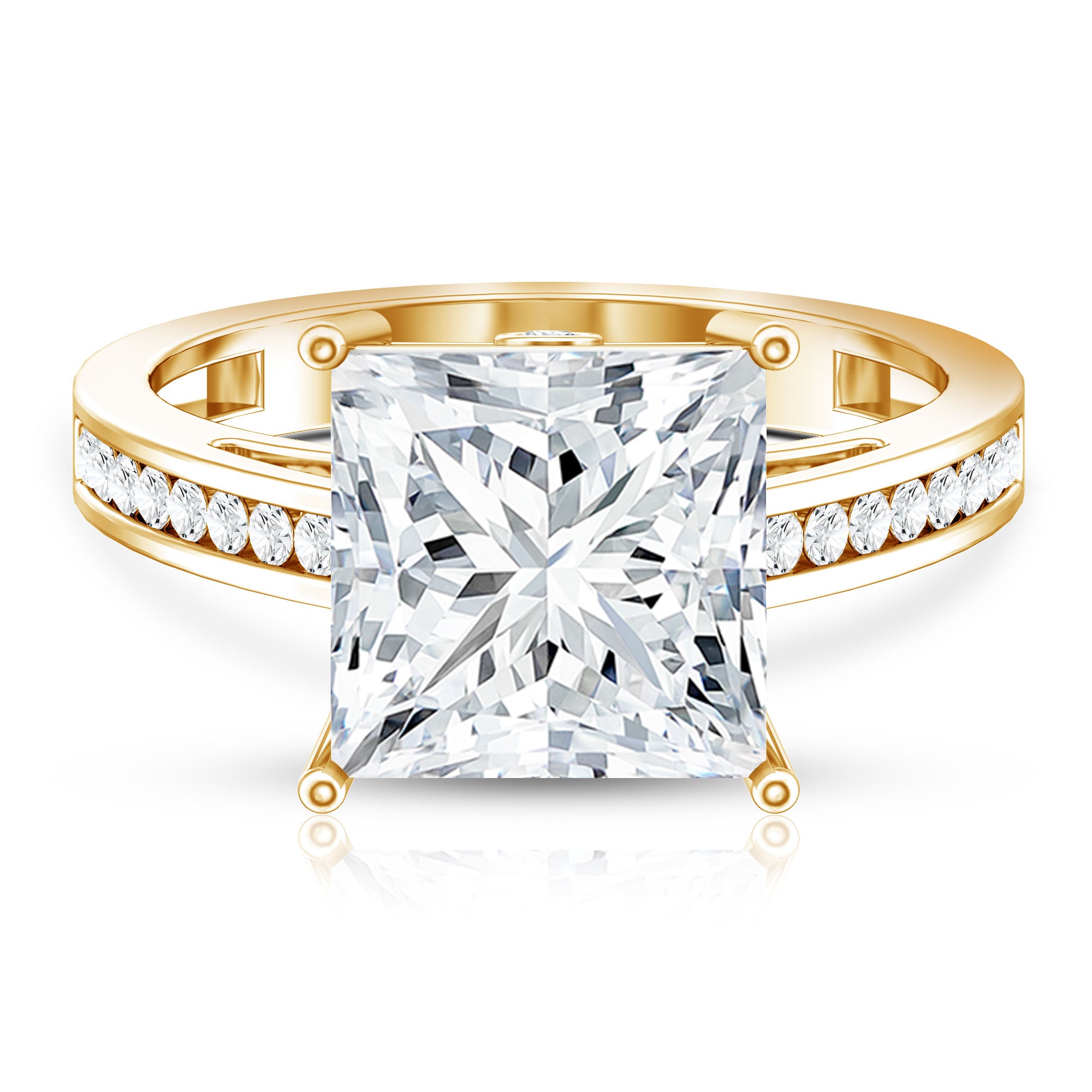 Rosec Jewels-Solitaire 5 Carat Lab Grown Diamond Princess Cut Engagement Ring IGI Certified