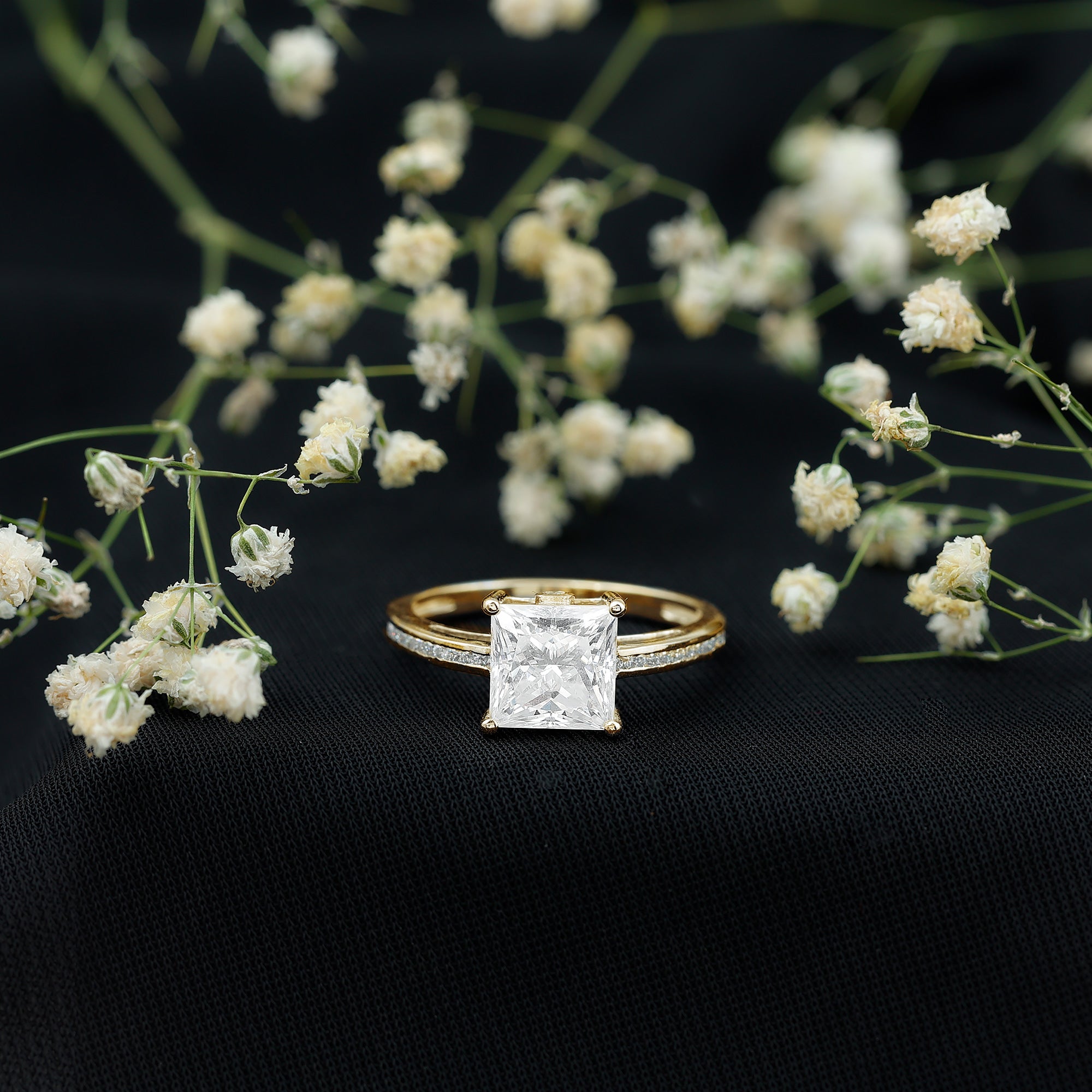 IGI Certified Lab Grown Diamond 3 Carat Engagement Ring with Side Stones Lab - ( E-VS1 ) - Rosec Jewels