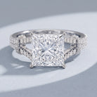 IGI Certified Princess Cut Lab Grown Diamond 4 Carat Engagement Ring in Split Shank Lab - ( E-VS1 ) - Rosec Jewels